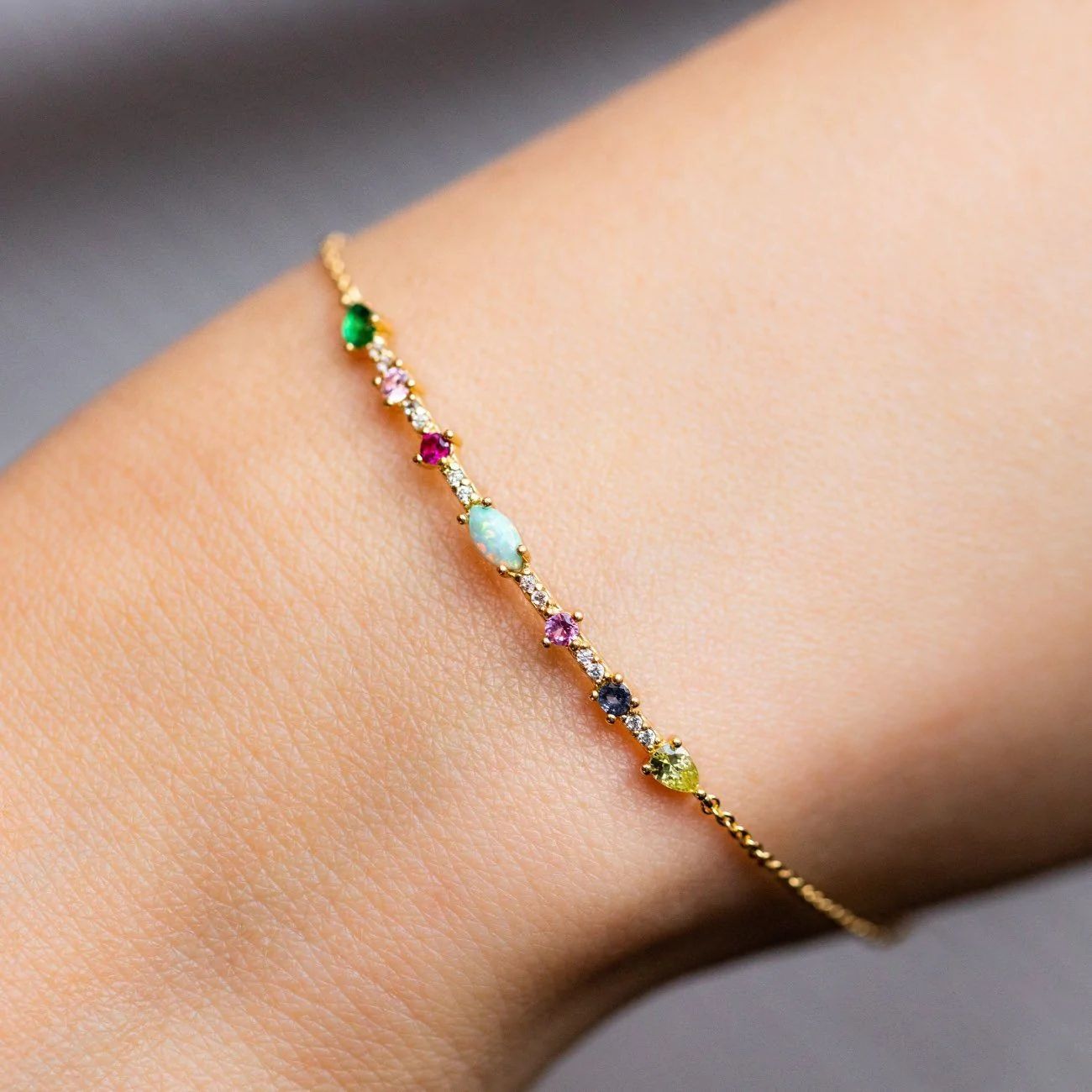 Bracciale arcobaleno in argento sterling